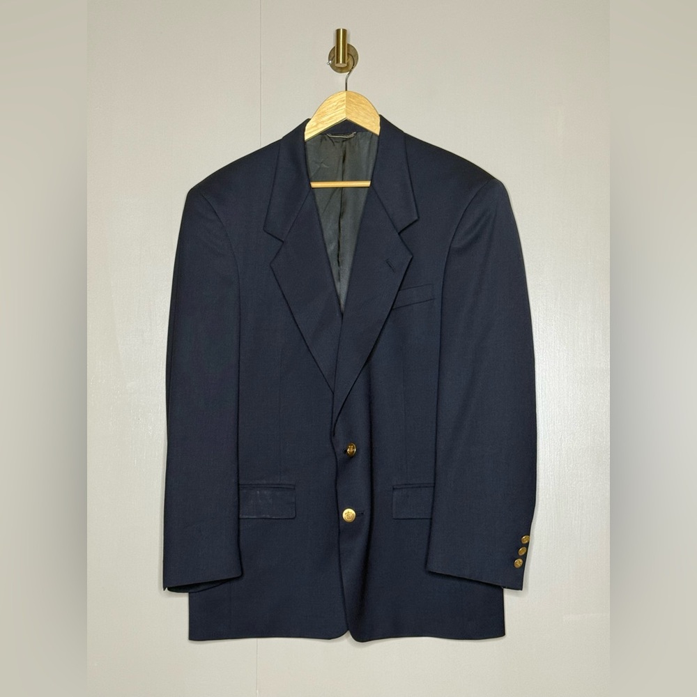 Vintage Christian‎ Dior Monsieur Navy Blazer Gold Crest Buttons 42R USA